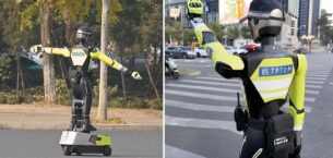 İnsansı robotlar trafik polisi oldu!