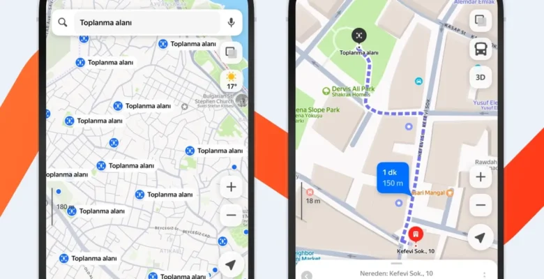 Deprem toplanma alanları Yandex’e eklendi