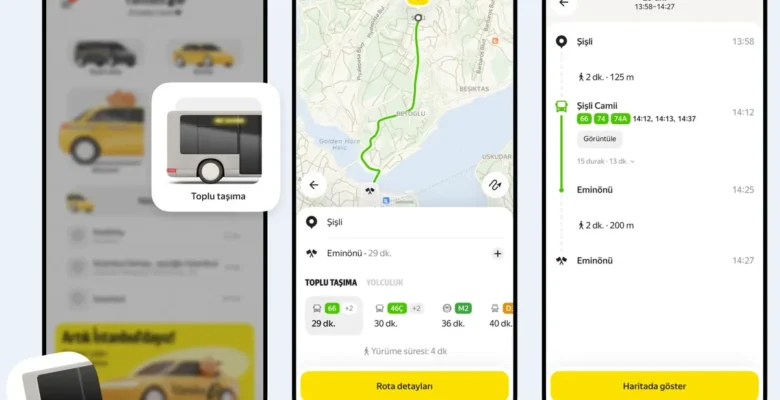 Yandex Go’ya toplu taşıma planlama özelliği