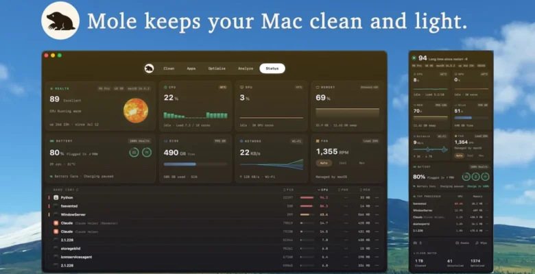 macOS için Hepsi Bir Arada Temizlik ve Sistem Aracı: Mole